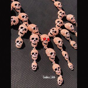 Swarovski Crystal Skull Queen Necklace in rose gold